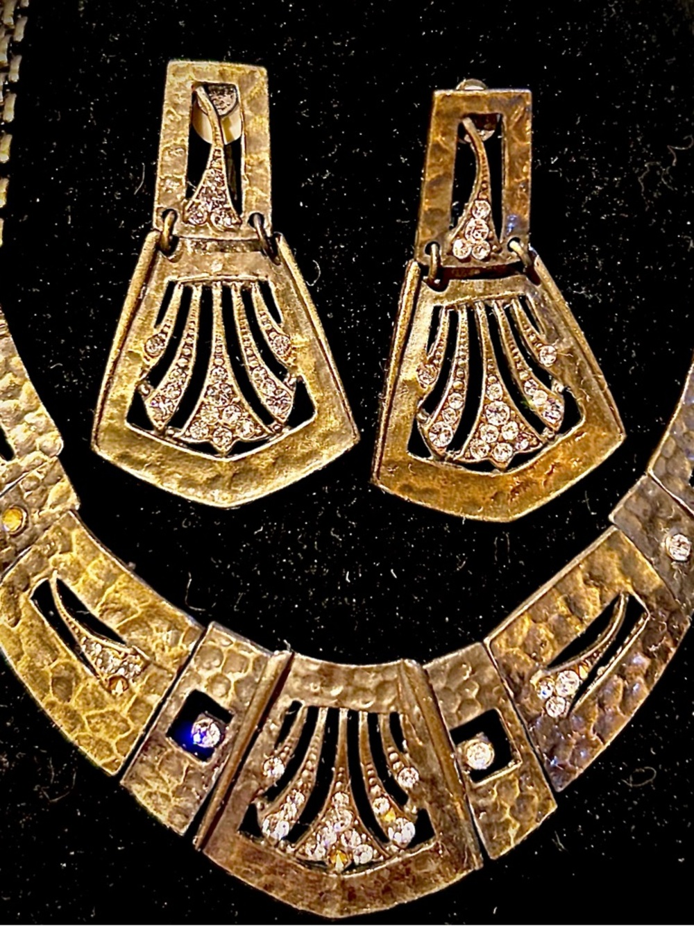 Gold-Tone Fan Pendant Necklace & Earrings Set